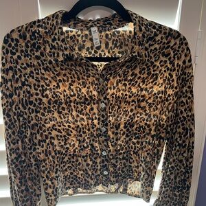 Zara Leopard Print Button Down Shirt